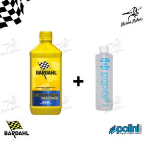 kit 1 litro olio miscela bardahl scooter injection 2t + misurino miscela polini con tappo